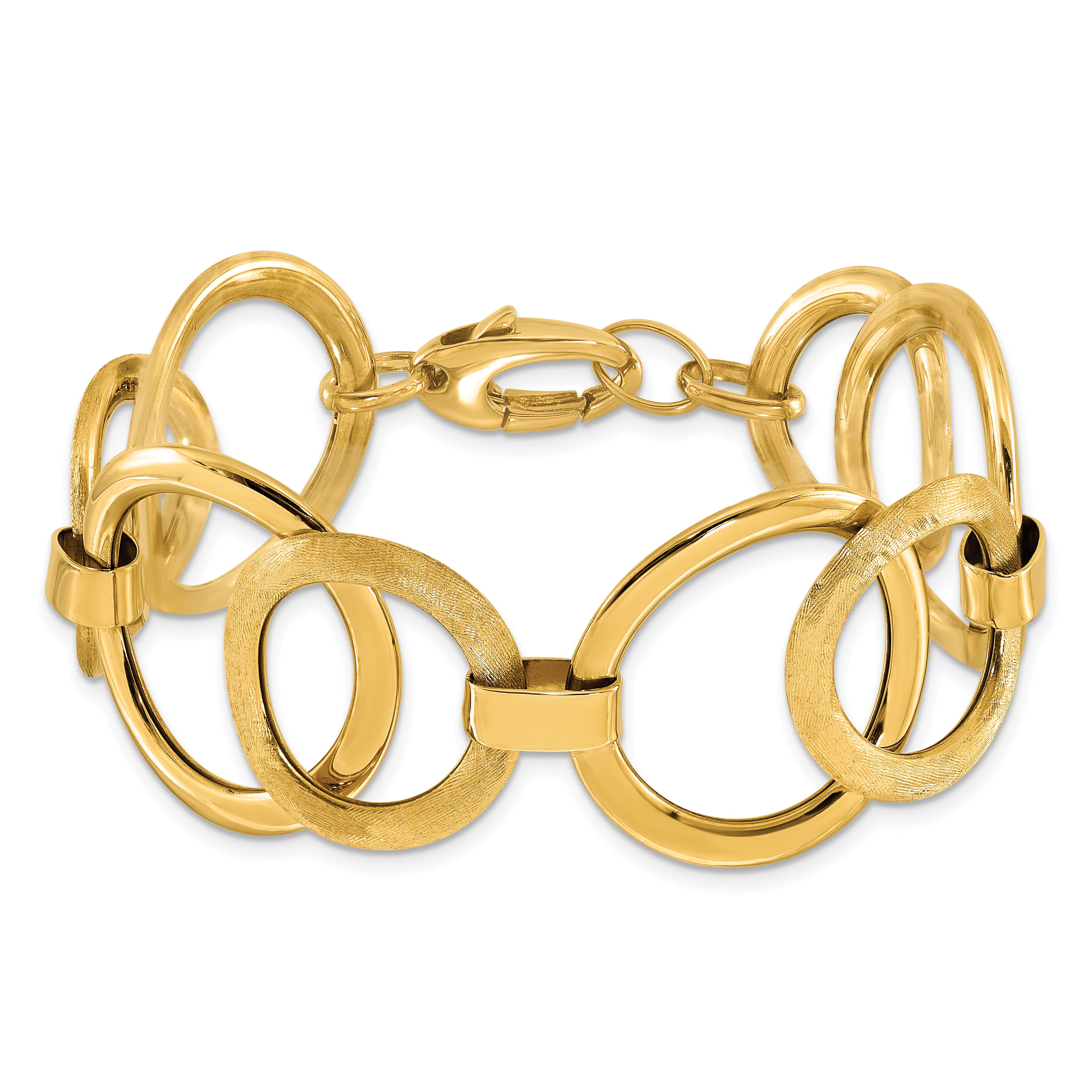 14k Polished Scratch-finish Fancy Link Bracelet