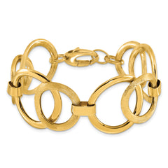 14k Polished Scratch-finish Fancy Link Bracelet