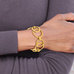 14k Polished Scratch-finish Fancy Link Bracelet