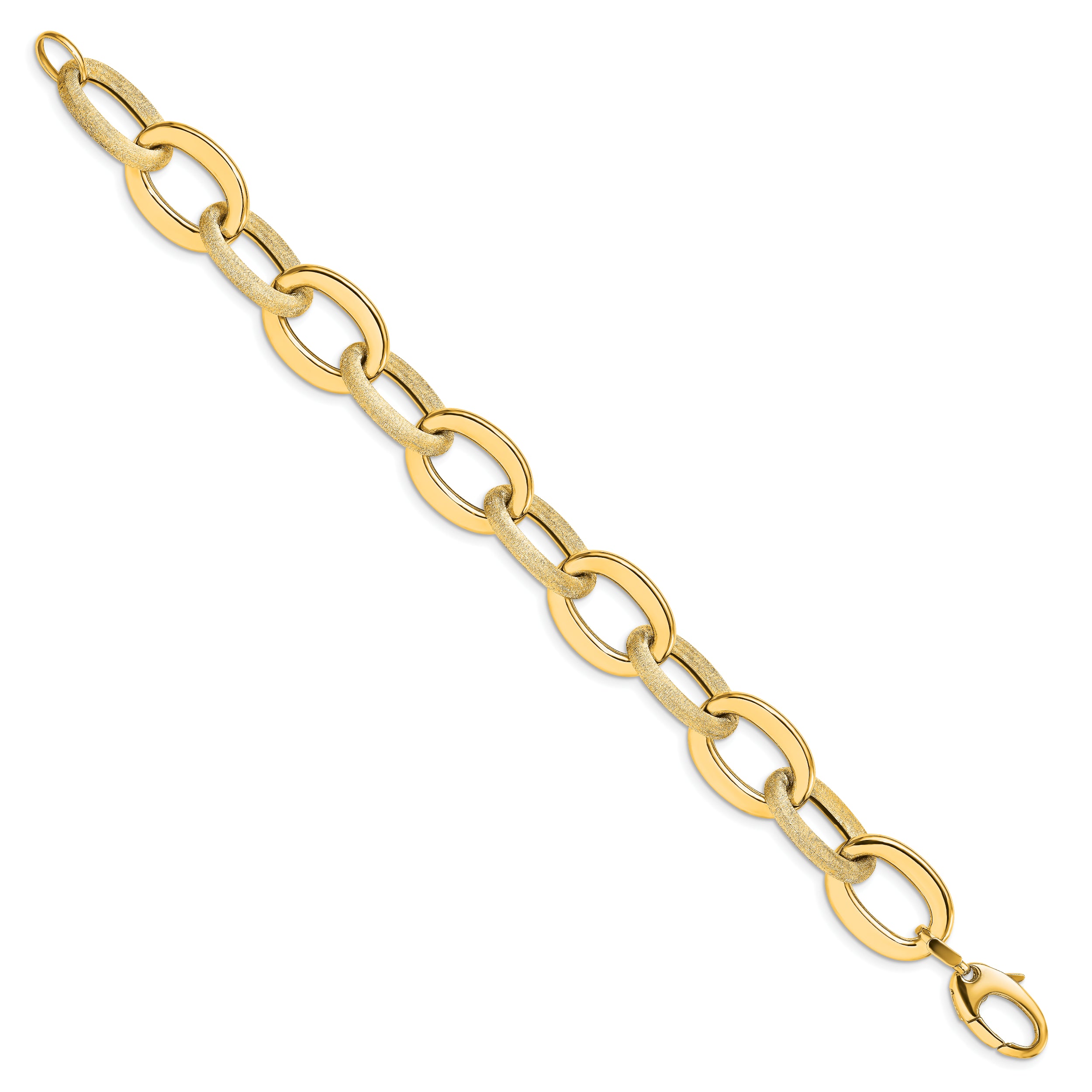 14k Polished Scratch-finish Fancy Link Bracelet - 7.75