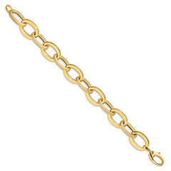 14k Polished Scratch-finish Fancy Link Bracelet - 7.75