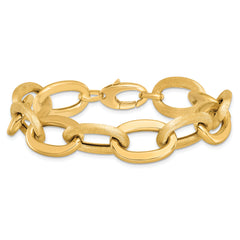 14k Polished Scratch-finish Fancy Link Bracelet - 7.75