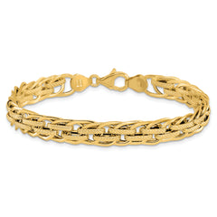 14K Polished Textured Fancy Link Bracelet