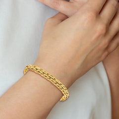 14K Polished Textured Fancy Link Bracelet