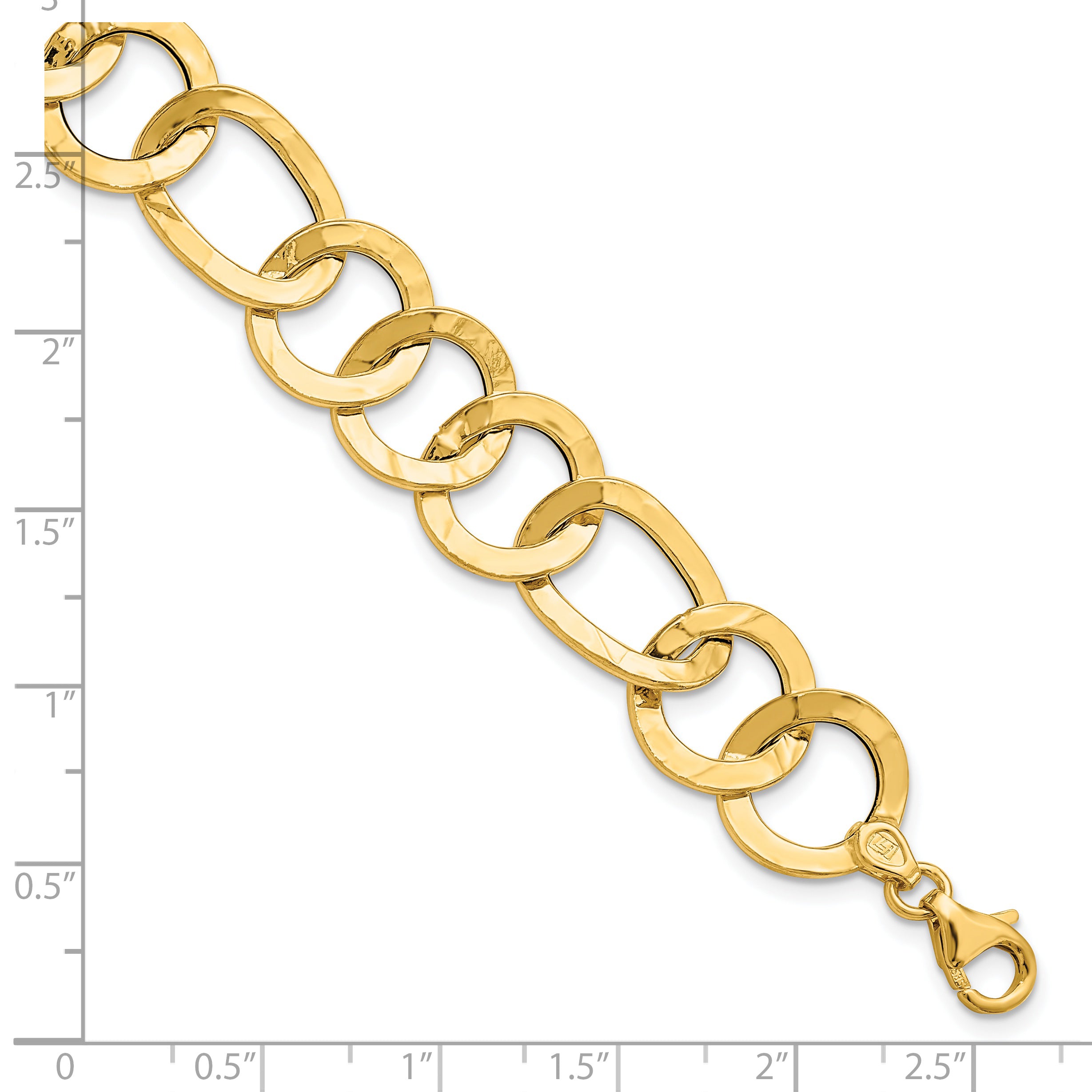 14K Polished Textured Fancy Link Bracelet - 7.75