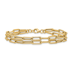 14k Polished Double-layer Link Bracelet - 7.5