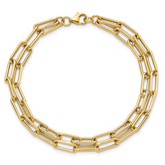 14k Polished Double-layer Link Bracelet - 7.5