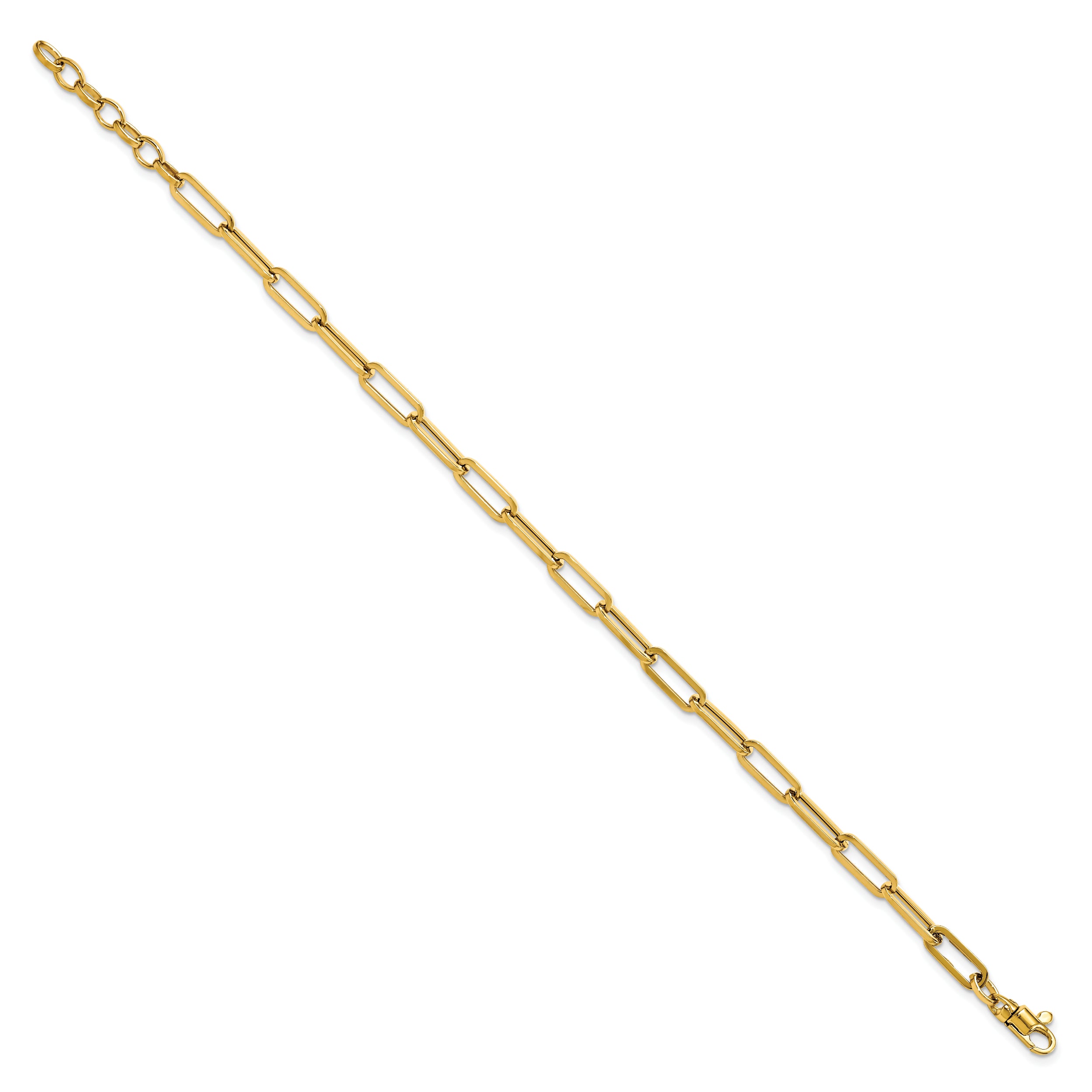 14K Polished Fancy Link with 1in ext Bracelet - 8.5