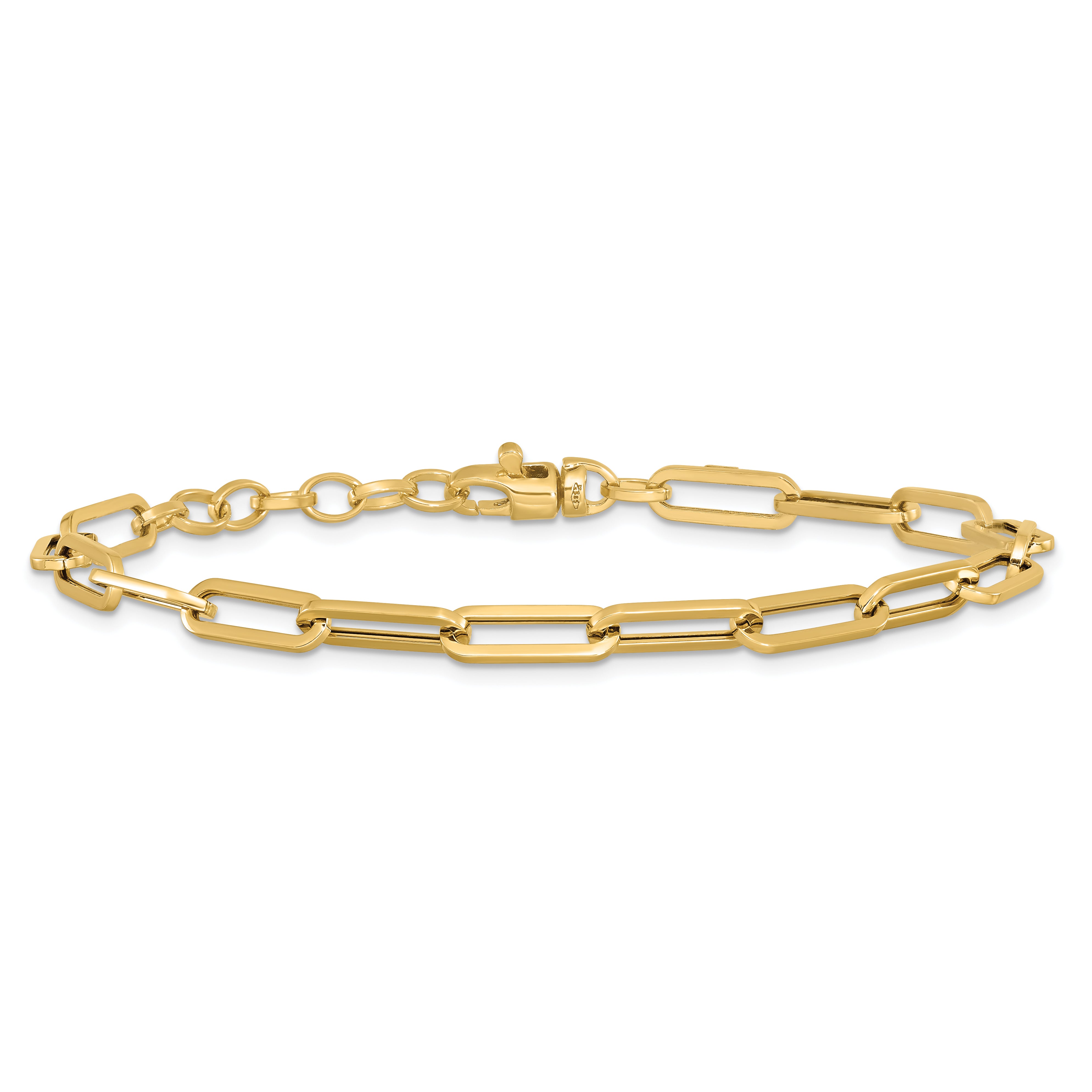 14K Polished Fancy Link with 1in ext Bracelet - 8.5