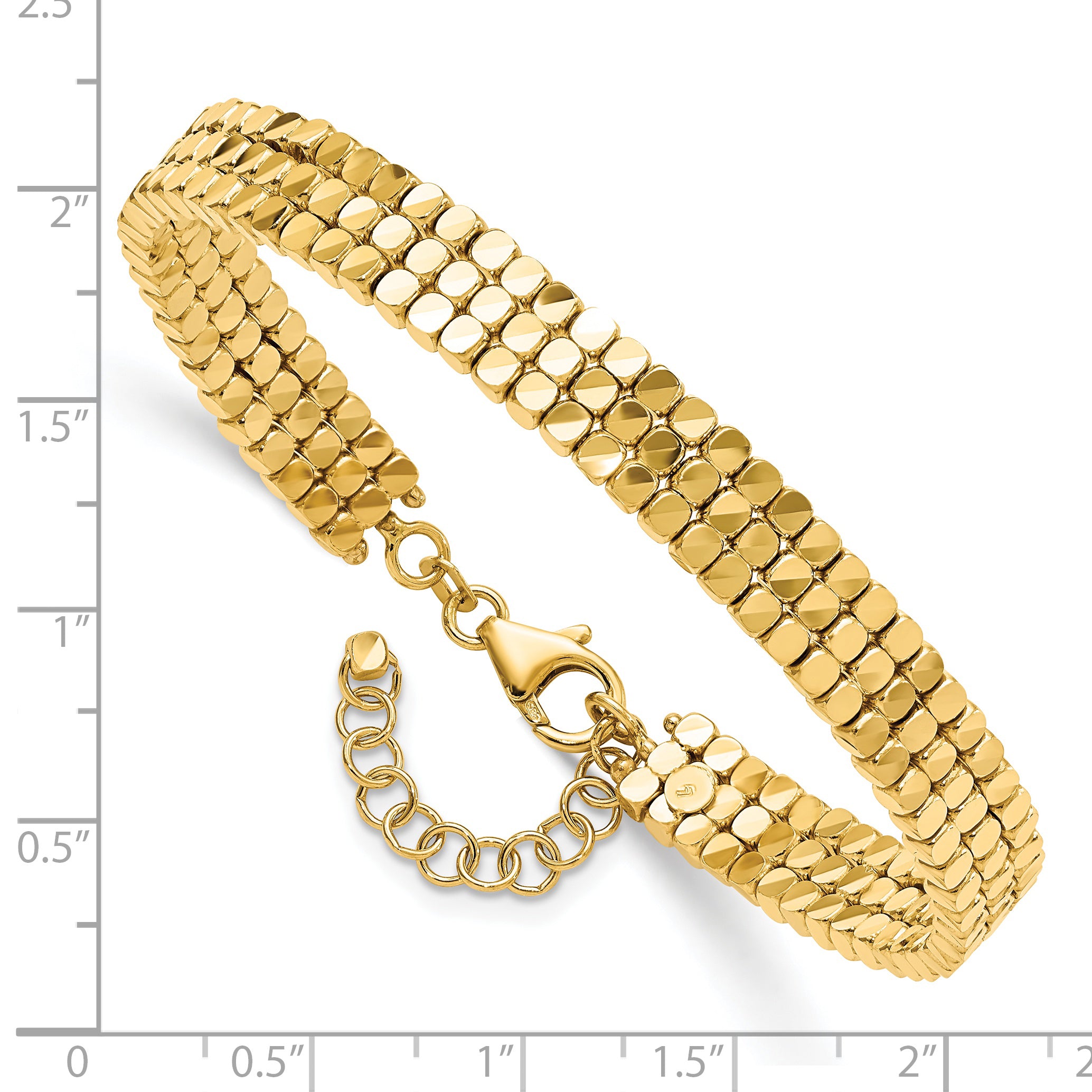 14K Polished D/C Flexible w/ 1in Safety Chain Cuff Bangle