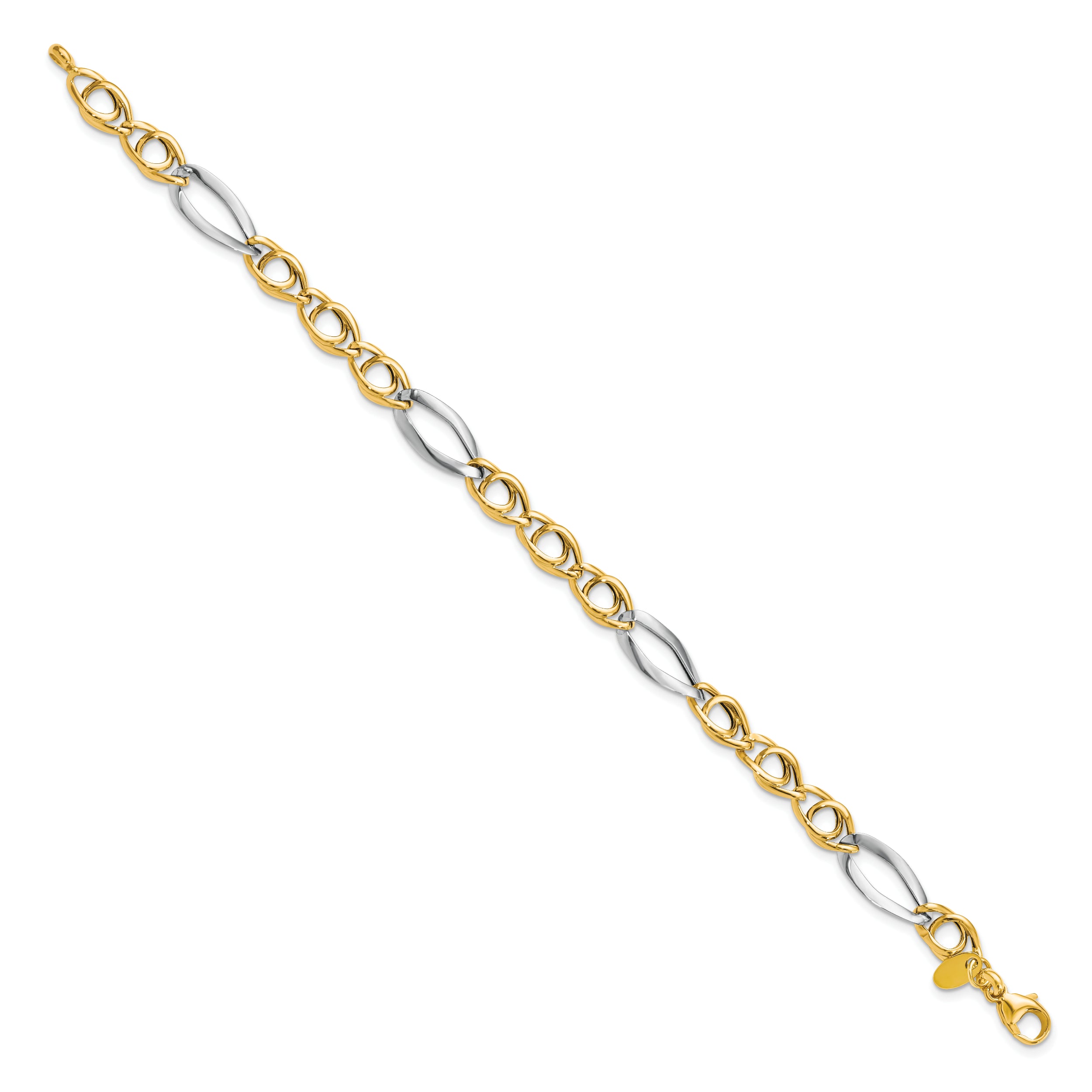 14k Rhodium Fancy Link Bracelet - 7.75
