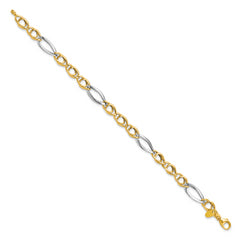 14k Rhodium Fancy Link Bracelet - 7.75