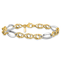 14k Rhodium Fancy Link Bracelet - 7.75