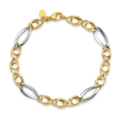 14k Rhodium Fancy Link Bracelet - 7.75