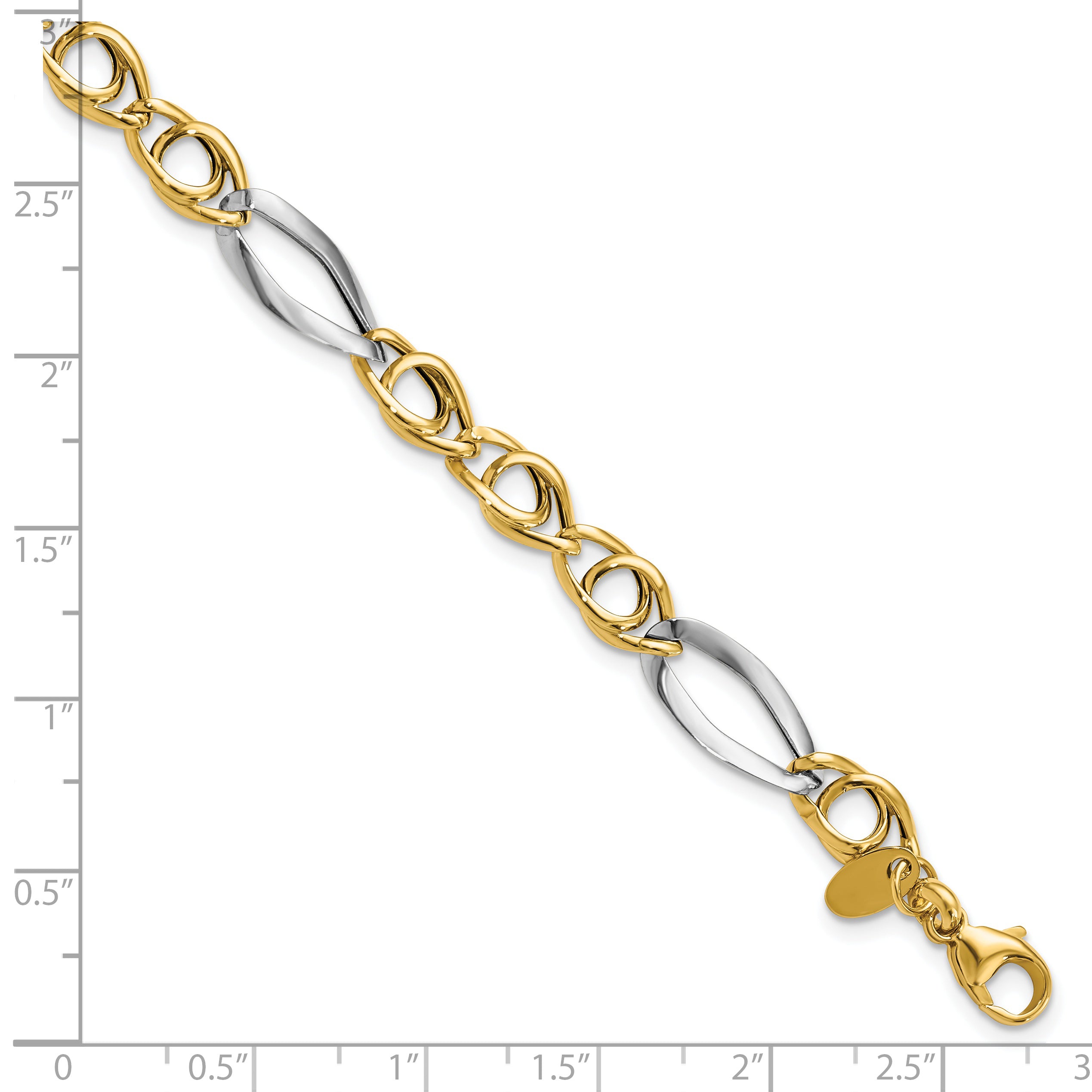 14k Rhodium Fancy Link Bracelet - 7.75