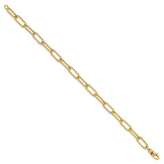 14k Polished Textured Oval Link Bracelet - 7.5
