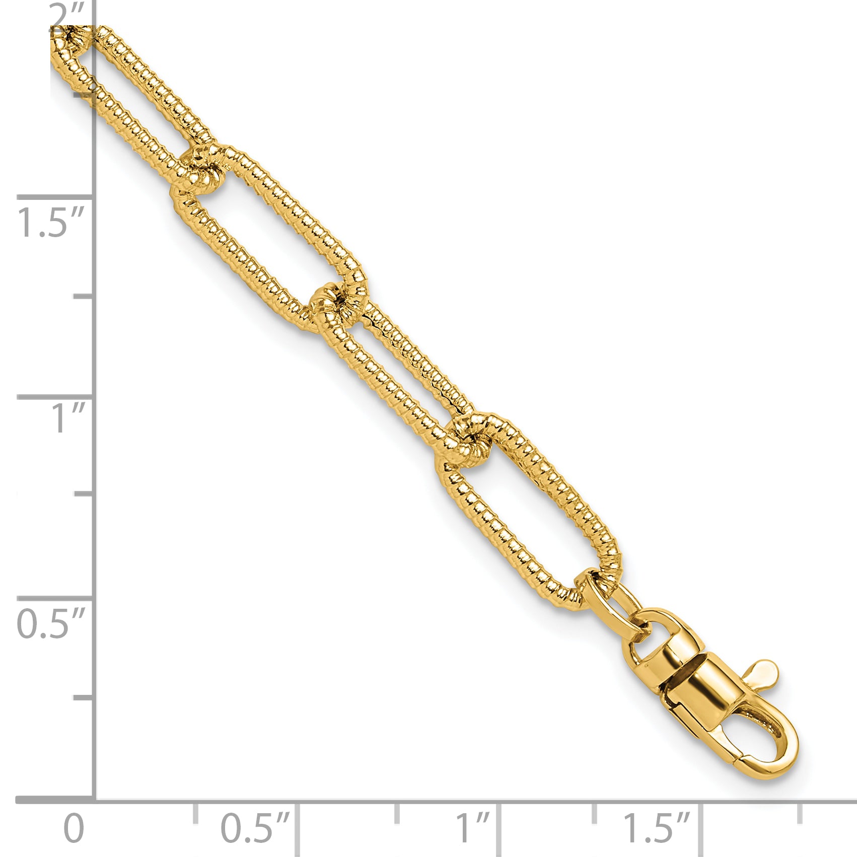 14k Polished Textured Oval Link Bracelet - 7.5