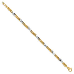 14k Two-tone Polished D/C Link w/ .5in ext. Bracelet