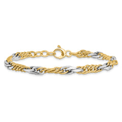 14k Two-tone Polished D/C Link w/ .5in ext. Bracelet