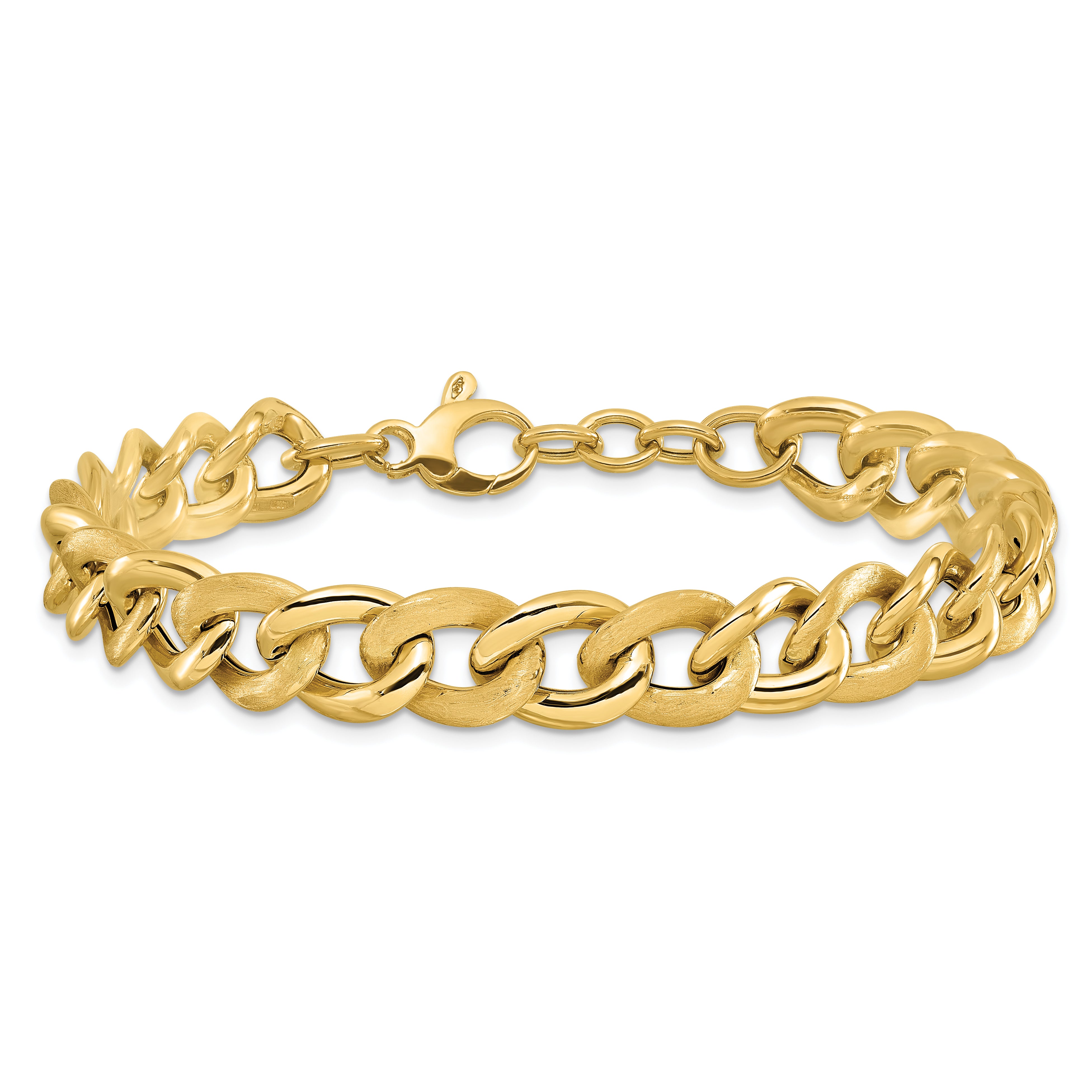 14k Polished Scratch-finish Link w/ .75in ext. Bracelet