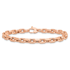 14K Rose Gold Polished and Textured Fancy Link Bracelet