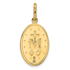 14k Polished and Matte Oval Miraculous Medal