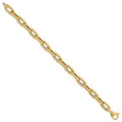 14K Textured Hollow Fancy Link Bracelet