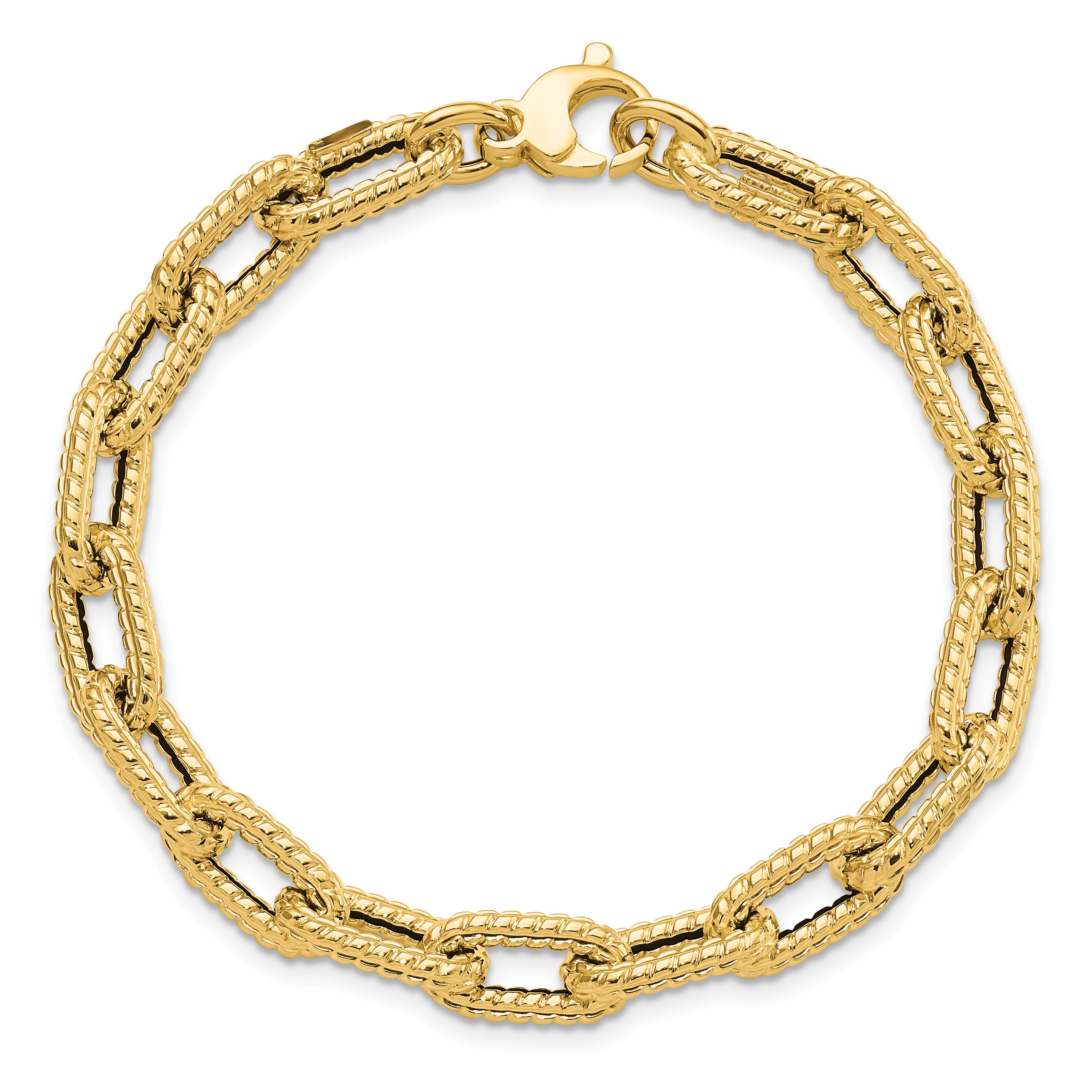 14K Textured Hollow Fancy Link Bracelet