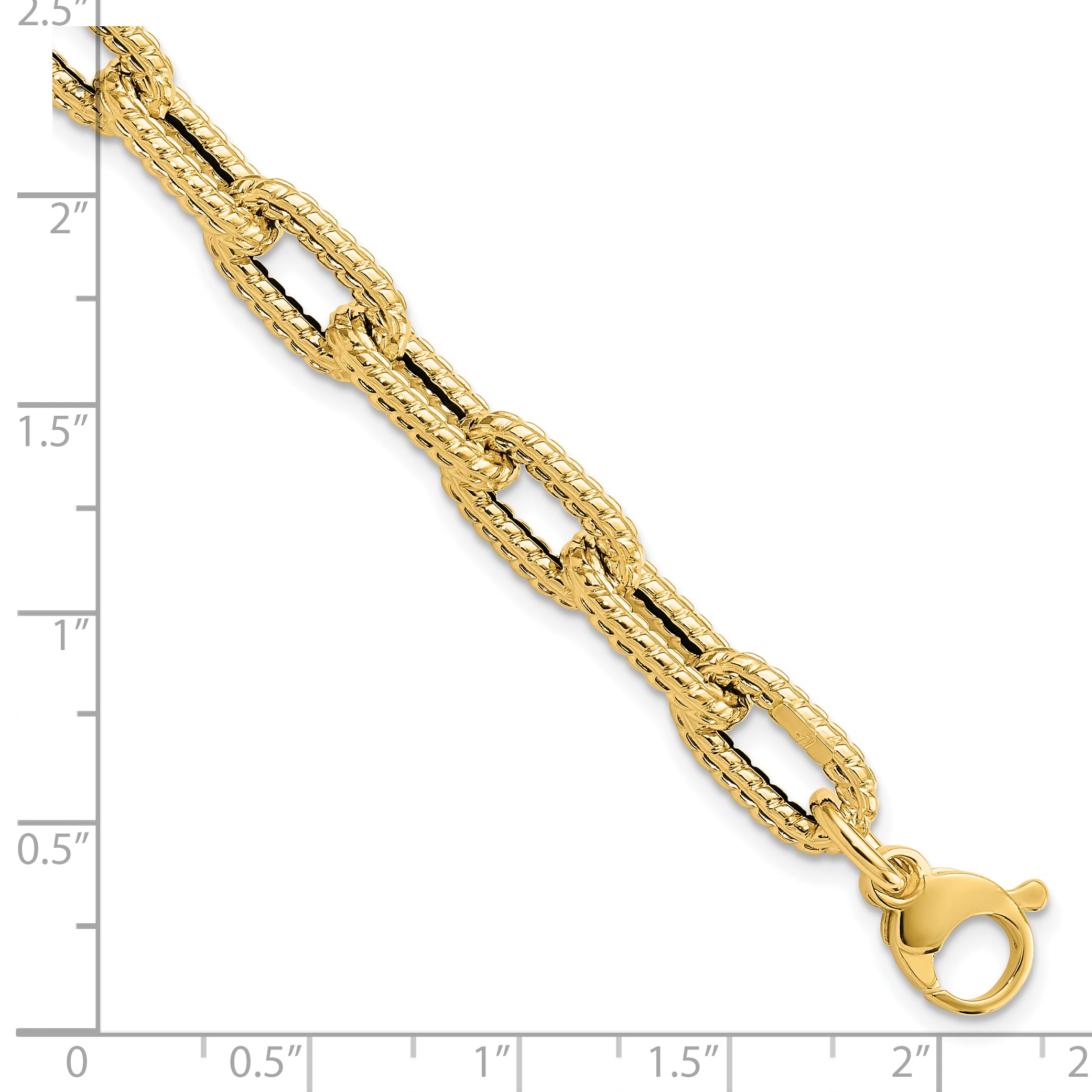 14K Textured Hollow Fancy Link Bracelet