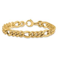 14K Polished and Textured Hollow Fancy Link Bracelet