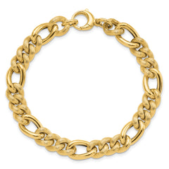 14K Polished and Textured Hollow Fancy Link Bracelet