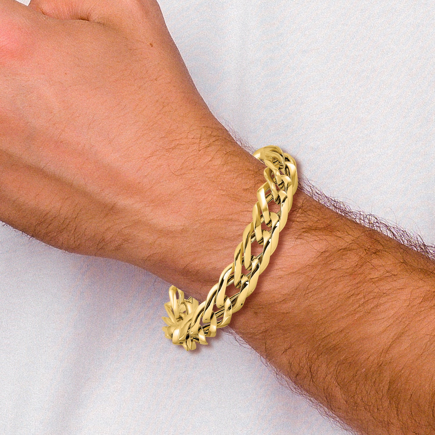 14K Polished Hollow Fancy Link Bracelet