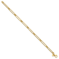 14K Polished Hollow Paperclip Link Bracelet
