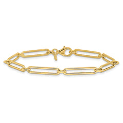 14K Polished Hollow Paperclip Link Bracelet