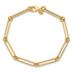 14K Polished Hollow Paperclip Link Bracelet