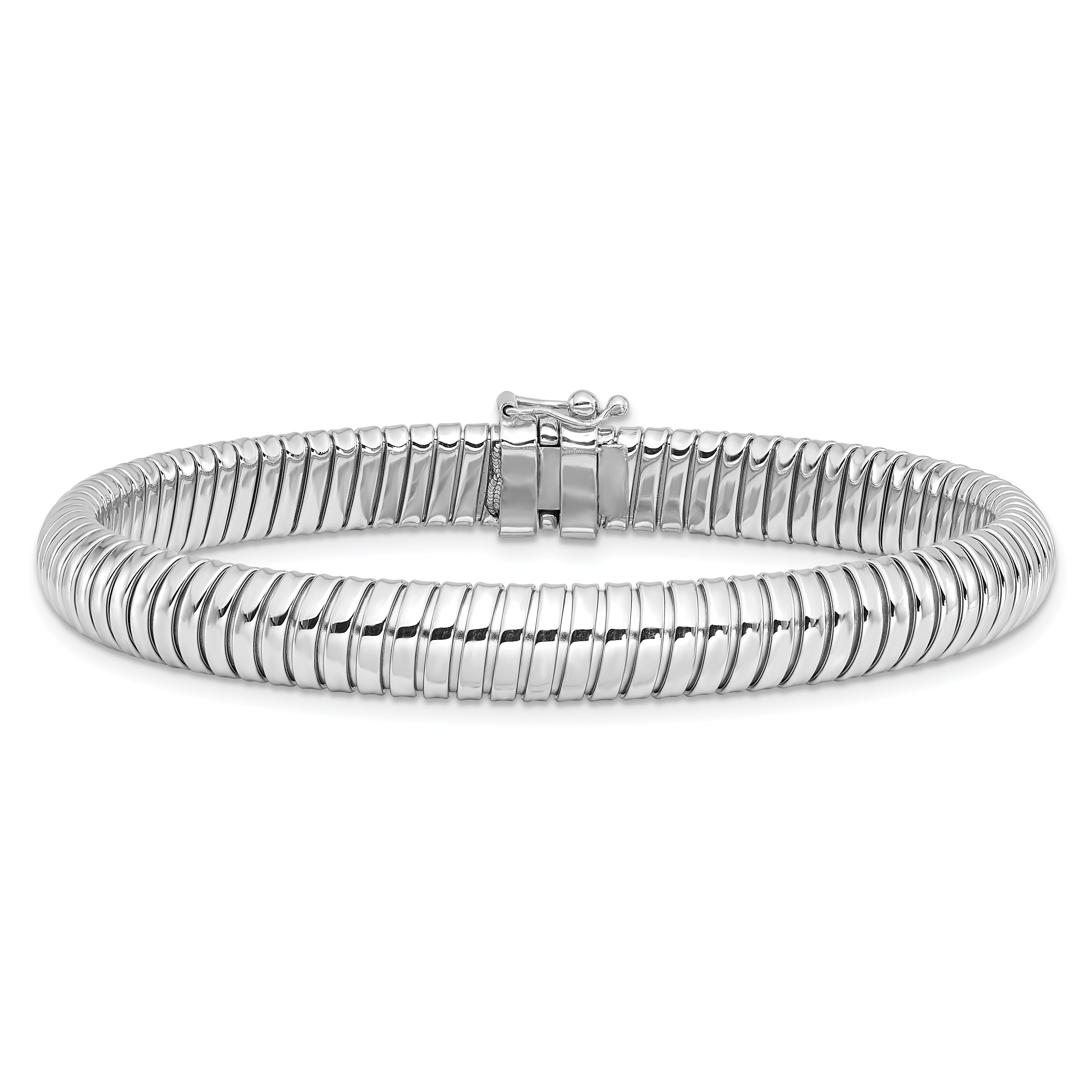 14K White Gold Polished 7.5mm Domed Bracelet - 7