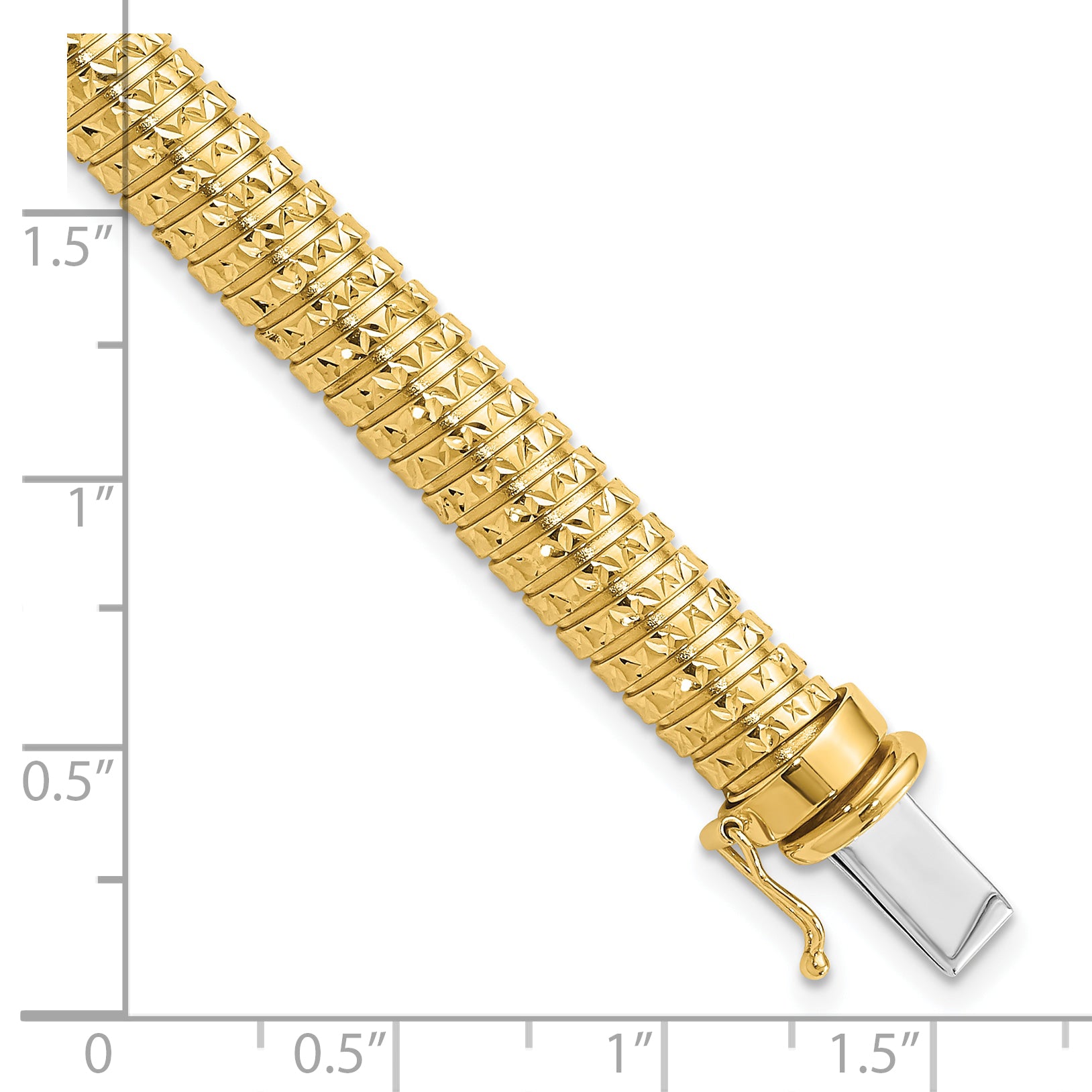 14K Polished and Diamond-cut Domed Bracelet