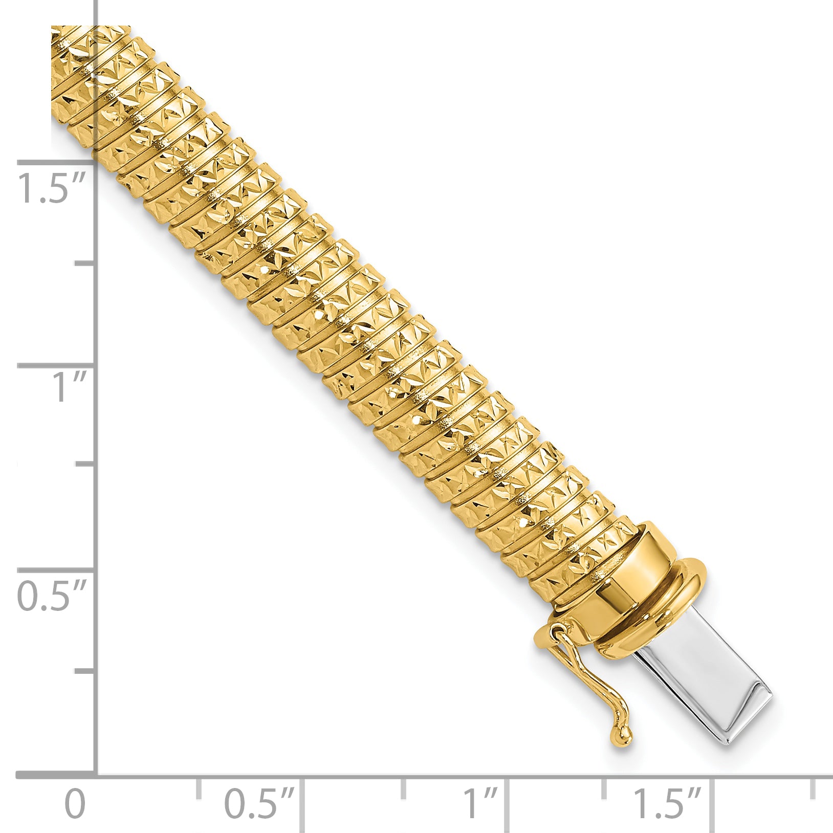 14K Polished and Diamond-cut Domed Bracelet - 7.25