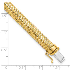 14K Polished and Diamond-cut Domed Bracelet - 7.25