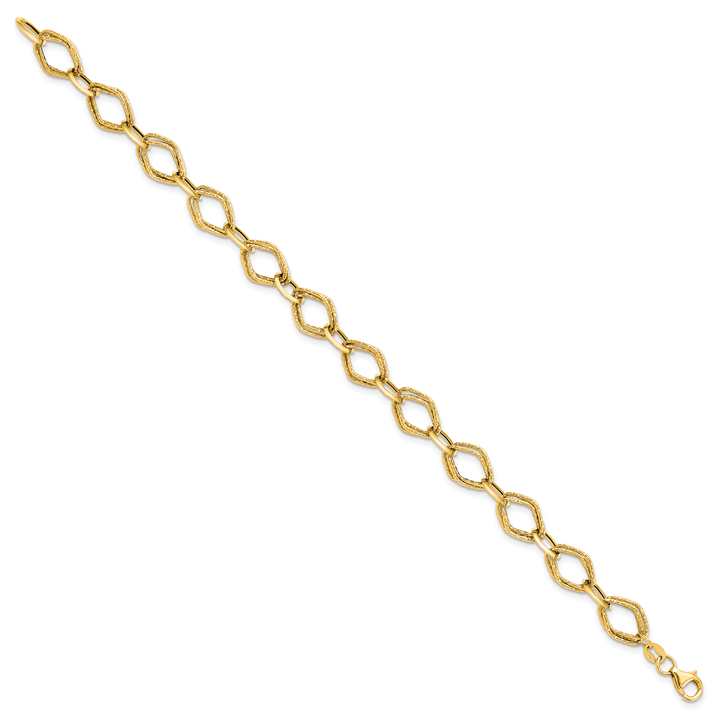 14K Polished and Textured Fancy Link Bracelet Secondary image