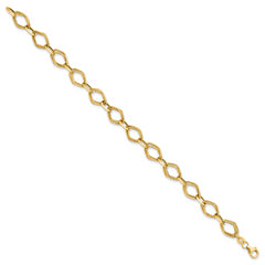 14K Polished and Textured Fancy Link Bracelet - 7.5