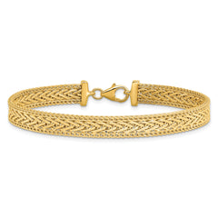 14K Polished and Textured Braided Bracelet