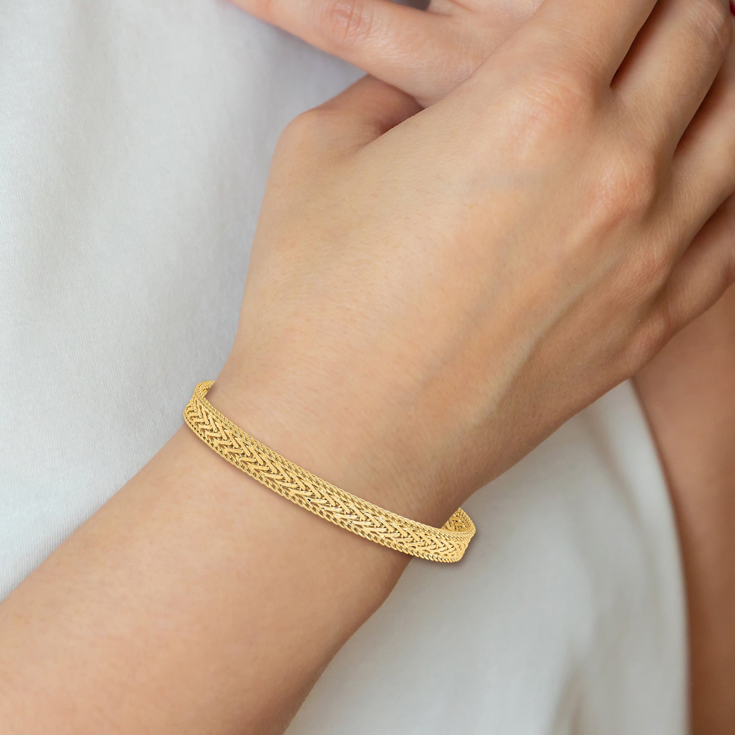 14K Polished and Textured Braided Bracelet
