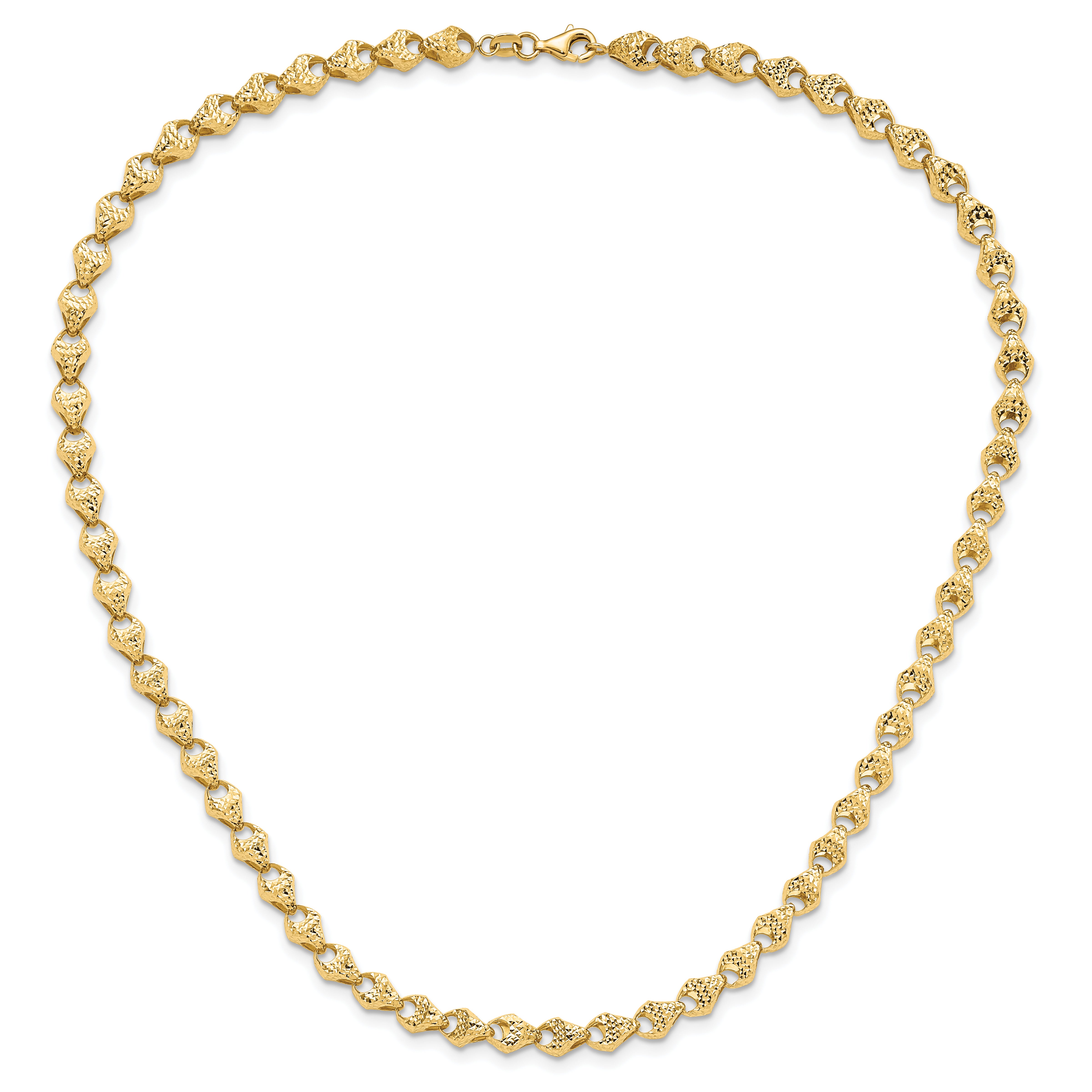14K Diamond-cut Fancy Link Necklace