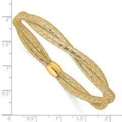 14K Two-tone Polished 2 Strand Twist Stretch Bangle