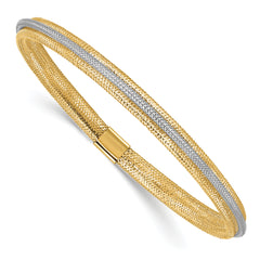 14K Two-tone Polished Stretch Bracelet