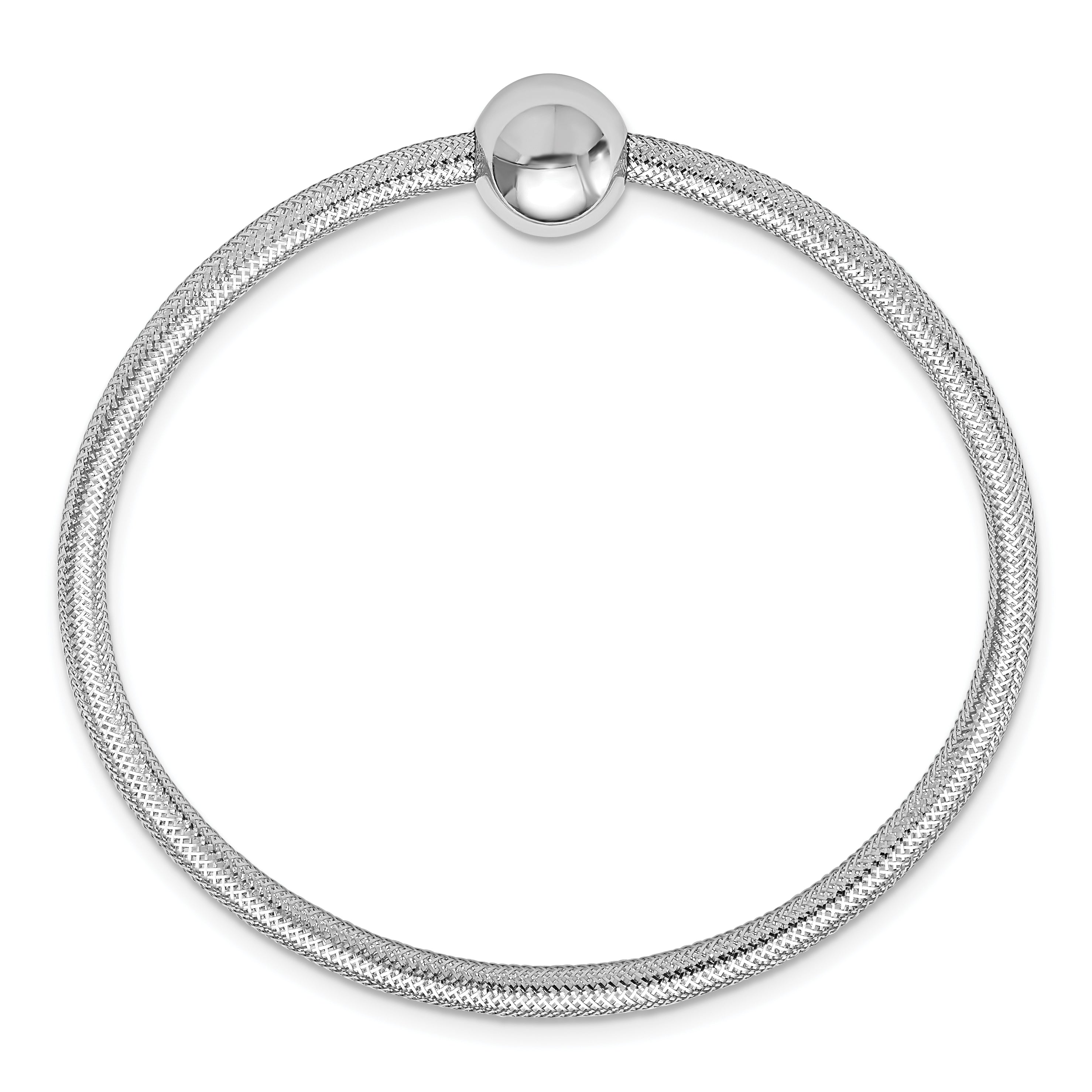 14K White Gold Polished with Bead Stretch Bracelet