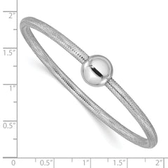 14K White Gold Polished with Bead Stretch Bracelet