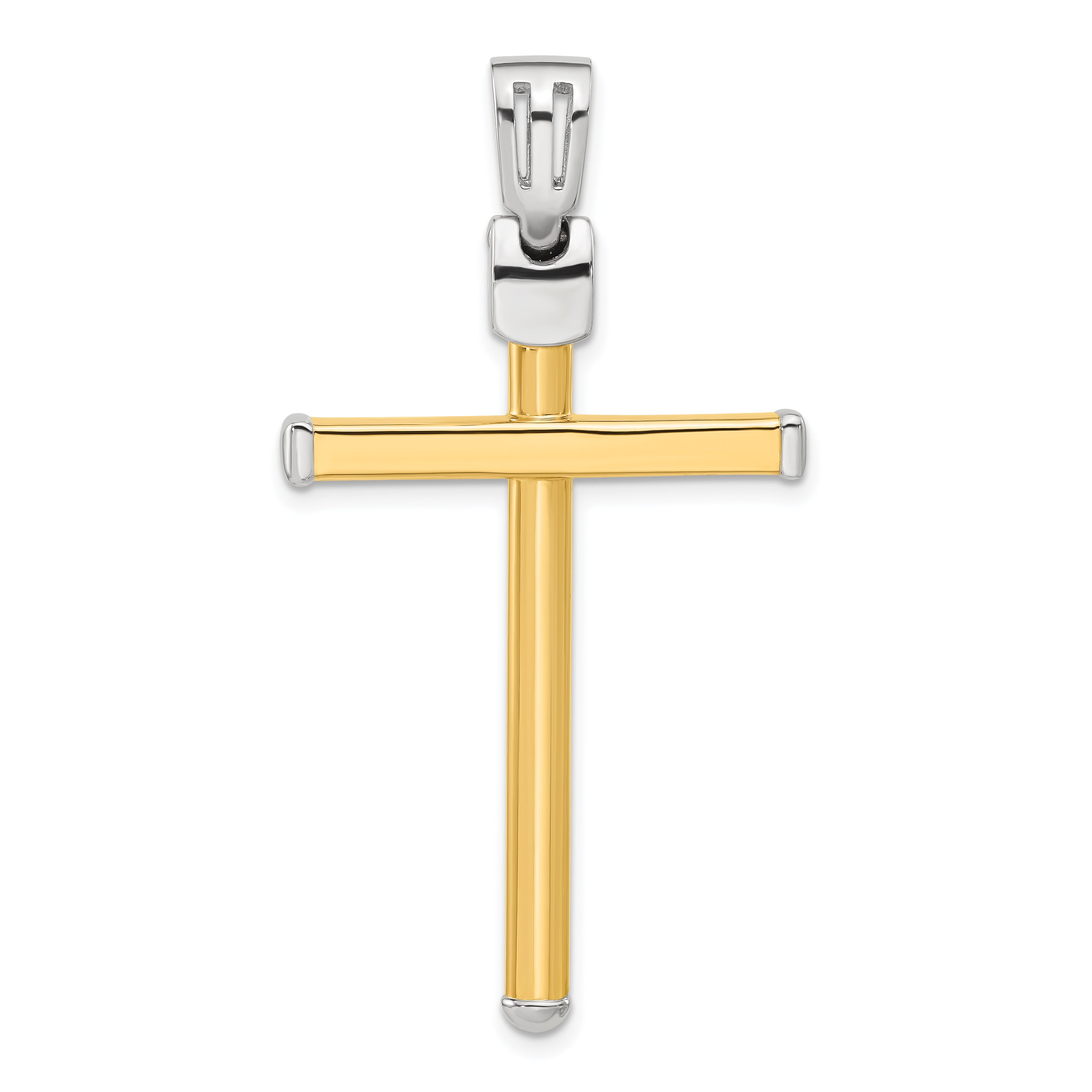 14K Two-tone Polished Cross Pendant