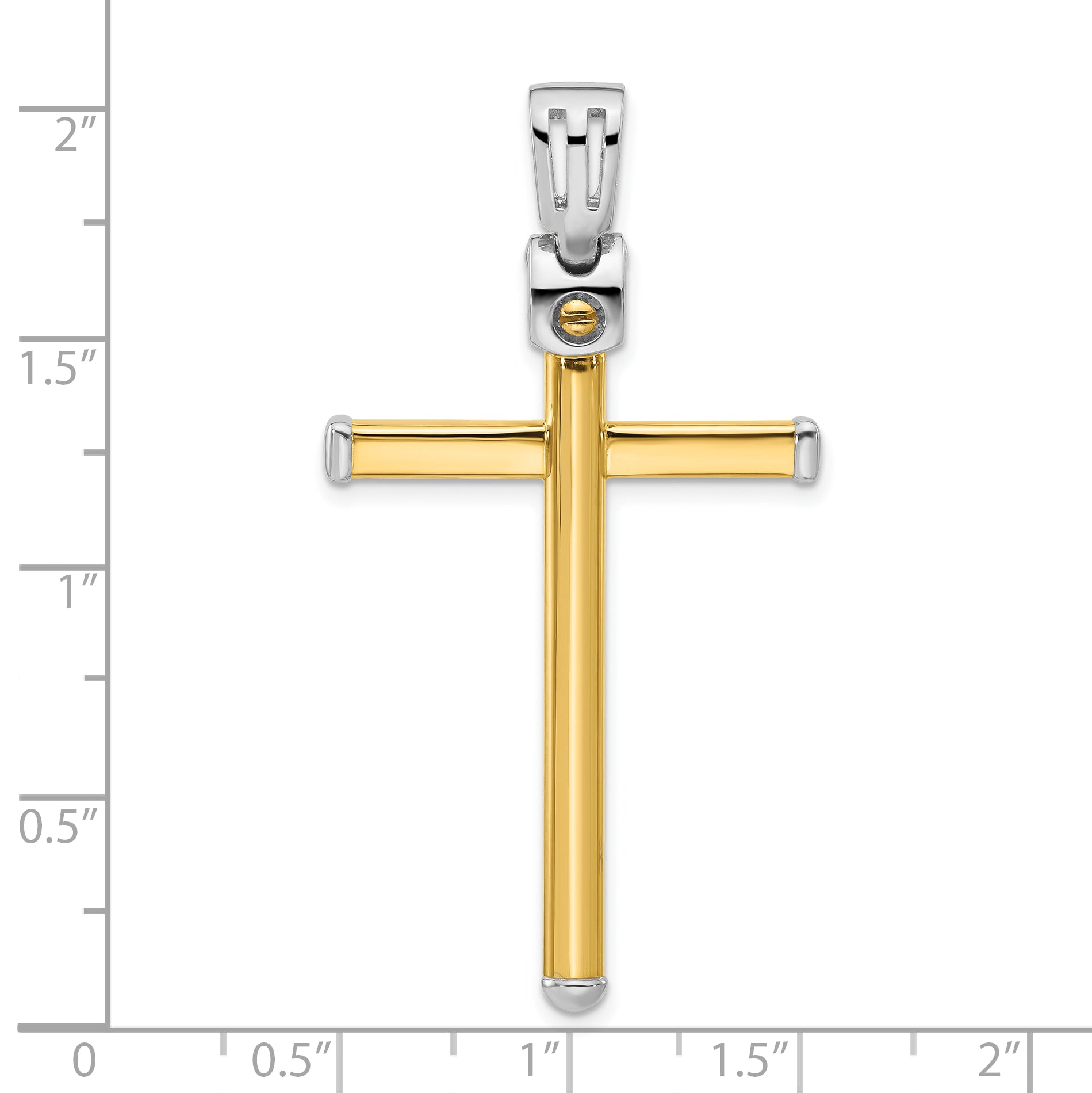 14K Two-tone Polished Cross Pendant